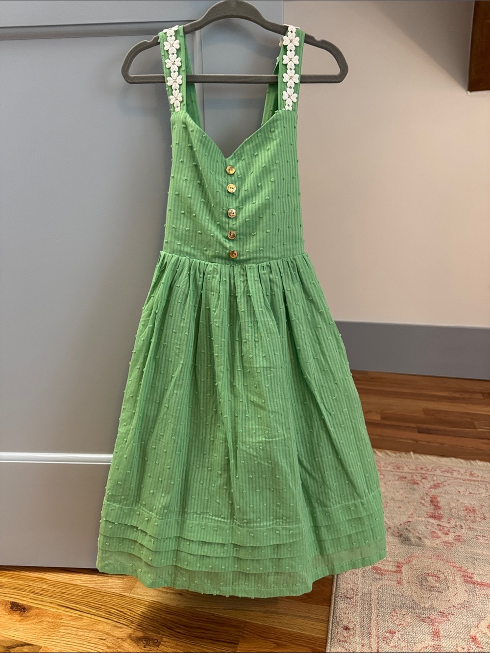 Cynthia Rowley Green Sundress with Floral Straps